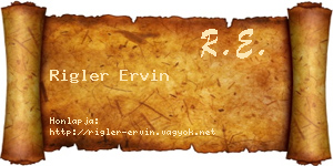Rigler Ervin névjegykártya